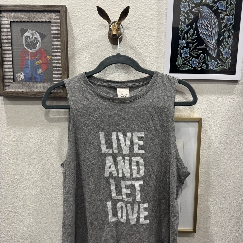 Gray Sleeveless 'Live and Let Love' Top Tank Cinq a Sept L